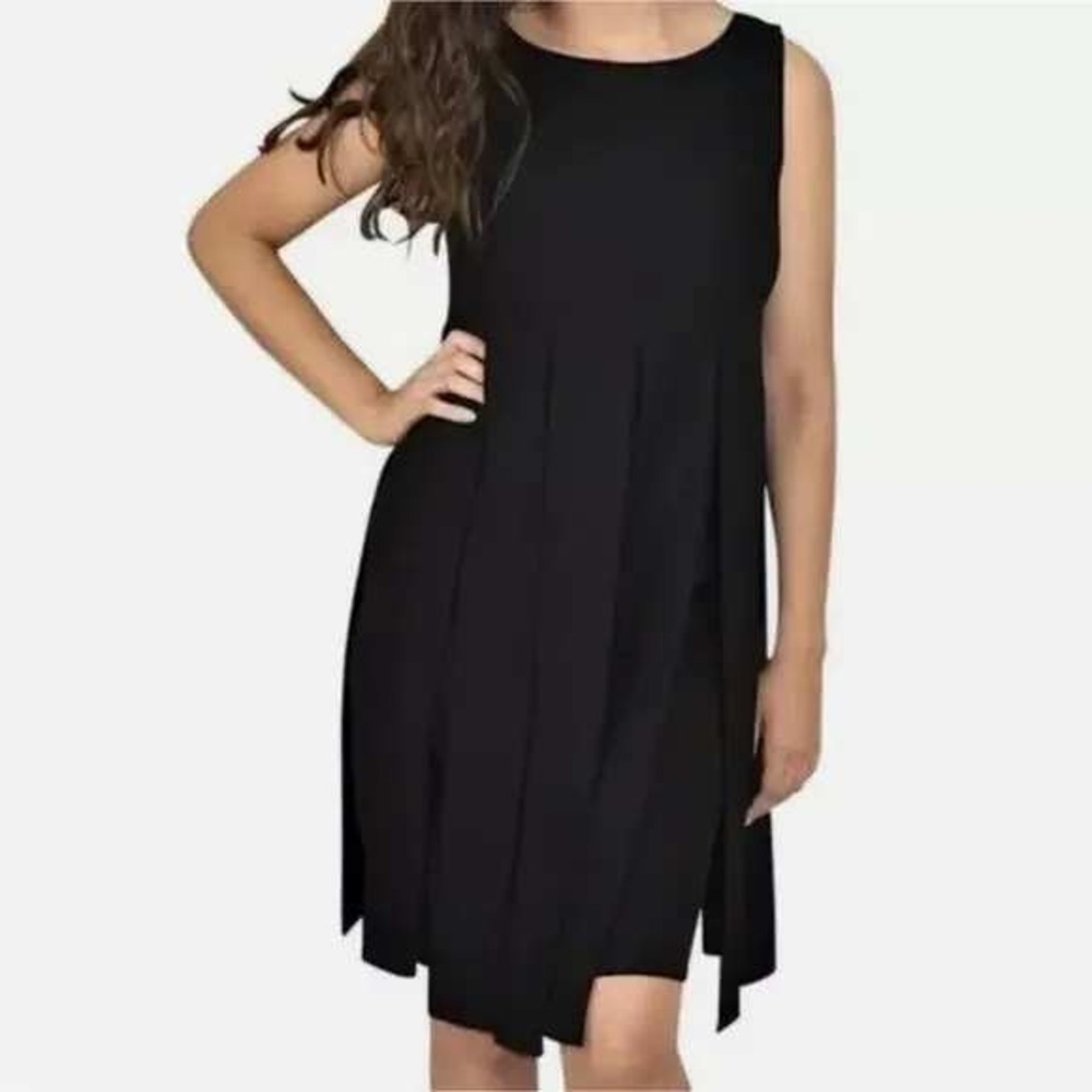 CAbi Flapper Carwash Hem Empire Waist Dress Black‎ Sleeveless Fit Flare 10 NWT